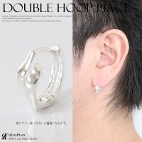 フープピアス 　リング　シルバー９２５　ピアス メンズ レディース 激安ピアス イヤリング アクセサリー【フープ】本物シルバー９２５◇片方ピアス メンズ レディース　鏡面　ミラーカット　ねじりデザイン　ダブルフープ