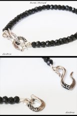 画像2: ブラックスピネル　ブレスレット　4mm　馬蹄　ホースシュー　フェザー ブレスレット　ブレス メンズ ネイティブ /羽/オニキス シルバー９２５ チェーン　メディスンホイール　フェザー 3.5mm〜4.5mm 【diosbras-ディオブラス】 (2)