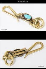 画像2: フェザー　ターコイズ　インレイ　キーホルダー キーフック　キーチェーン シルバー　silver　ゴールド　真鍮　ＢＲＡＳＳ　ブラス　釣り針フック ウォレット　財布　バイカー　ライダース　ウォレットチェーン【diosbras-ディオブラス-】【メール便送料無料】 (2)