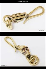 画像2: スカル　キーホルダー キーフック　キーチェーン シルバー　骸骨　silver　ゴールド　真鍮　ＢＲＡＳＳ　ブラス　釣り針フック ウォレット　財布　バイカー　ライダース　ウォレットチェーン【diosbras-ディオブラス-】【メール便送料無料】 (2)