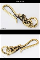 画像2: スカル　キーホルダー キーフック　キーチェーン シルバー　骸骨　silver　ゴールド　真鍮　ＢＲＡＳＳ　ブラス　釣り針フック ウォレット　財布　バイカー　ライダース　ウォレットチェーン【diosbras-ディオブラス-】【メール便送料無料】 (2)