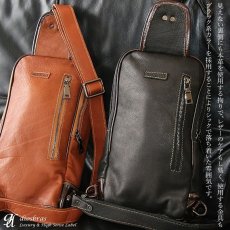 画像12: ボディバッグ 本革 ワンショルダーバッグ 革 メンズ ハンドメイド レザー | ボディーバッグ レザーバッグ ショルダーバッグ 牛革 ショルダーバック ショルダー ギフト　誕生日プレゼント バッグ ボディバック 大容量 ペットボトル ワンショルダー (12)