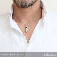 画像3: ペンダント　ネックレスプレート ブラックダイヤモンド ネックレス ブラック　ダイヤモンド　0.03ct　ペンダント　ネックレス　シルバー９２５　チェーンセット カラット　ジュエリー　ブランド (3)