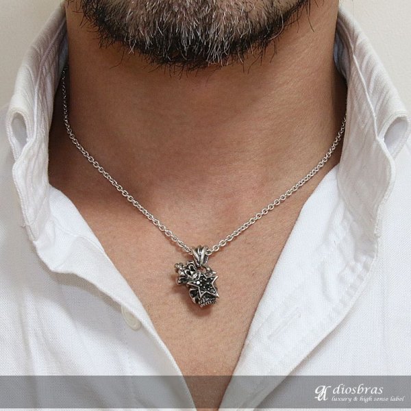 画像4: ペンダント トップ　スカル　骸骨　スター　星　クラウン　王冠　ブラック　ジルコニア　ゴシック　シルバー925ペンダント/ペンダント トップ シルバー 925/ネックレス/ ネックレス メンズ レディース