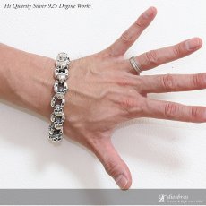 画像4: トリプル スカル チェーン　ブレスレット 髑髏　骸骨　ボーン　プレート　チェーン　シルバーブレスレット シルバーアクセサリー　シルバーアクセサリー メンズ シルバーバングル ブレスレット バングル　シルバー925 メンズアクセサリー プレゼント 人気 送料無料 (4)