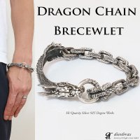 ドラゴン　龍　竜　ブレスレット　クロウ　爪　チェーン　ブレスレット 髑髏　骸骨　ボーン　プレート　チェーン　シルバーブレスレット シルバーアクセサリー　シルバーアクセサリー メンズ シルバーバングル ブレスレット バングル　シルバー925 メンズアクセサリー