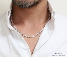 画像2: 【シルバーチェーン】シルバー  アズキチェーン　カット　小豆チェーン アンカーチェーン 幅5mm 47cmm 52cm 57cm ネックレス チェーン シルバー925 SILVER Necklace chain 銀 鎖 首飾り【ギフト】 シルバー925チェーン シルバーネックレスチェーン　　丸　あずきチェーン (2)