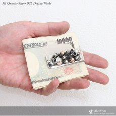 画像2: マネークリップ　フェザー スカル　骸骨　ボーン　スカルヘッド　シルバー　マネークリップ 財布 ネイティブ　インディアン　ジュエリー　ウォレット マネークリップ メンズ　レディース　男女兼用　メダル　シルバー９２５ ターコイズ (2)