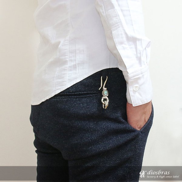 画像4: キーホルダー キーフック　キーチェーン ターコイズ　シルバー　ナバホ　インディアンジュエリー　ネイティブアメリカン　silver　　真鍮　ＢＲＡＳＳ　ブラス　釣り針フック ウォレット　財布　バイカー　ライダース　ウォレットチェーン【メール便送料無料】