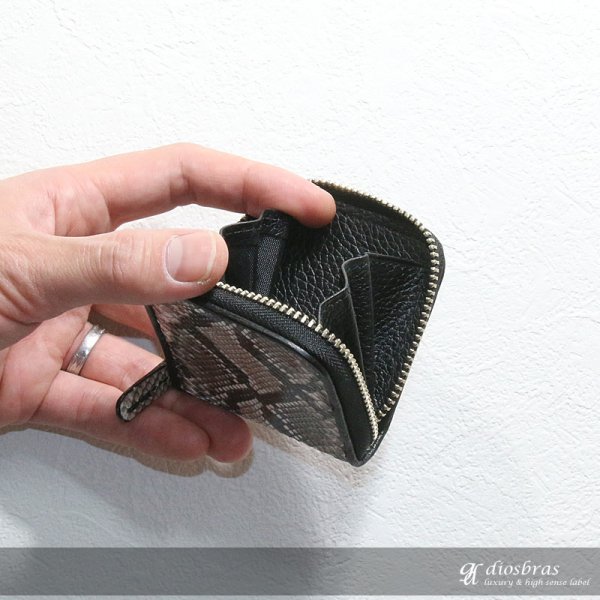 画像6: ジッパー小銭入れ ラウンドファスナー メンズ レディース 本革 パイソン 黒 蛇革 へび シンプル コンパクト ミニ コインケース 小銭入れ ウォレット ラウンド ジッパー ZIPPER 財布 レザーウォレット 牛革 紳士 婦人 プレゼント ギフトにも人気