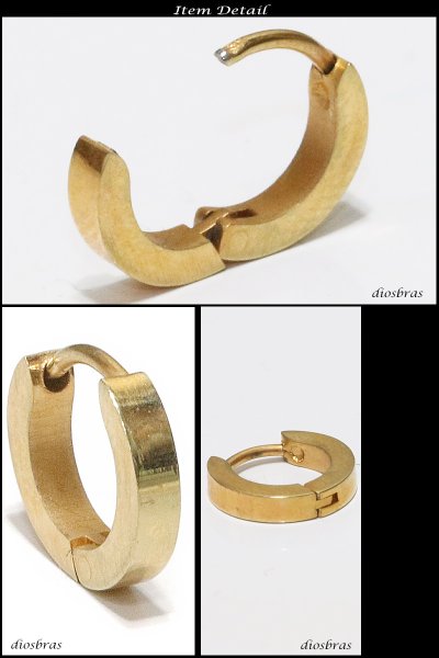 画像2: ステンレス フープピアス シルバー 金属アレルギー対応 メタル素材 ゴールド　金 シンプル 小さめ フープ ループ リング 輪っか ピアス アクセサリー メンズ　レディース 中折れ式 9mm【メール便なら送料無料】 (2)