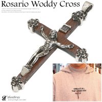 ペンダント　クロス　十字架　ロザリオ　キリスト　ウッド 木製　シルバー925/ペンダント トップ シルバー 925/ネックレス/ ネックレス  メンズ レディース