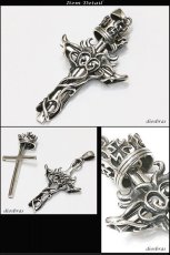 画像2: クロス　王冠ペンダント　クロス　クラウン　十字架 アラベスク　シルバー925/ペンダント トップ シルバー 925/ネックレス/ ネックレス  メンズ レディース (2)