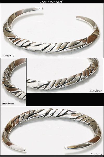 画像2: 【シルバーバングル】ねじり【シルバーアクセサリー シルバーアクセサリー メンズ シルバーバングル ブレスレット シルバー925 メンズアクセサリー プレゼントに人気 送料無料【diosbras-ディオブラス-】ブレード　バングル (2)