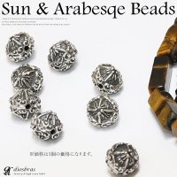 ビーズ/シルバー/シルバー925/ビーズ/アクセサリー/ハンドメイド/パーツ/太陽神　サンマーク　ブラックジルコニア　アラベスク フェザー　ネイティブ　インディアンジュエリー　厚さ8,2mm 直径8,3mm　穴径1,5mm