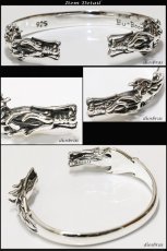 画像3: 【シルバーバングル】ドラゴン　龍　竜　昇竜【シルバーアクセサリー】インディアンジュエリー　シルバーアクセサリー メンズ シルバーバングル ブレスレット シルバー925 メンズアクセサリー　オニキス　人気 　バングル (3)