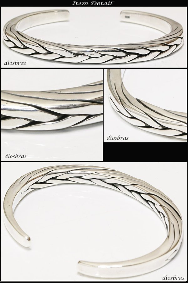 画像2: 【シルバーバングル】ハンドメイド　チェーン　デザイン　ねじり 編み込み 4本編み　フェザー【シルバーアクセサリー】バリチェーン　シルバーアクセサリー メンズ シルバーバングル ブレスレット シルバー925 メンズアクセサリー ネイティブアメリカン　人気 　バングル