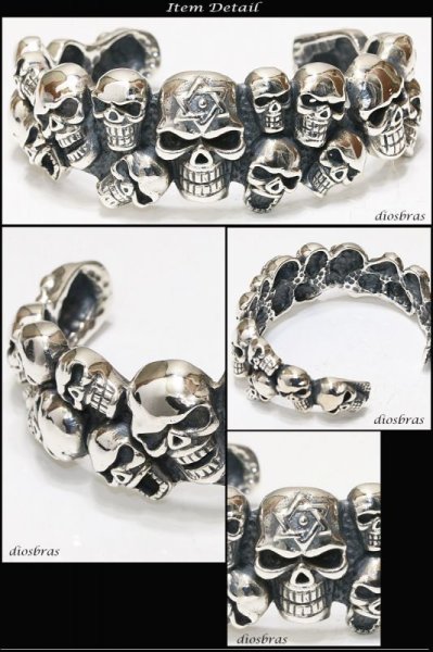 画像2: 【シルバーバングル】【シルバーアクセサリー】スカル　骸骨　スカルヘッド　髑髏　ドクロ　シルバーアクセサリー メンズ シルバーバングル ブレスレット シルバー925 メンズアクセサリー プレゼントに人気 送料無料【diosbras-ディオブラス-】 (2)