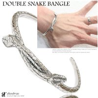 【シルバーバングル】【シルバーアクセサリー】スネーク　蛇　ダブルスネーク　シルバーアクセサリー メンズ シルバーバングル ブレスレット シルバー925 メンズアクセサリー ネイティブアメリカン　インディアンジュエリー　プレゼントに人気