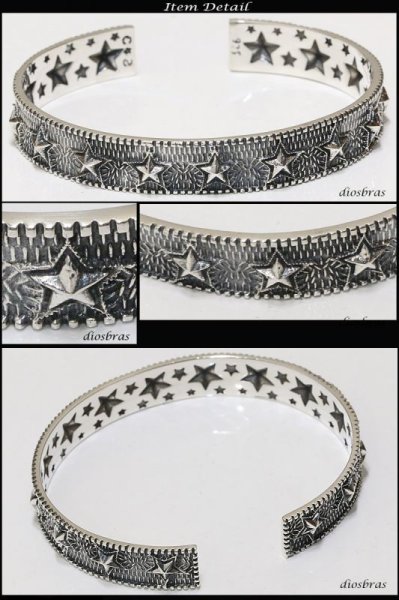 画像2: 【シルバーバングル】【シルバーアクセサリー】スター　星　シルバーアクセサリー メンズ シルバーバングル ブレスレット シルバー925 メンズアクセサリー ネイティブアメリカン　インディアンジュエリー　プレゼントに人気 (2)