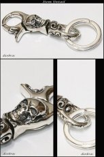 画像2: スカル シルバーキーチェーン シルバーアクセサリー メンズアクセサリー 骸骨　アラベスク　スカルヘッド　キーホルダー シルバー925 ウォレットチェーン 送料無料 【diosbras-ディオブラス-】 (2)