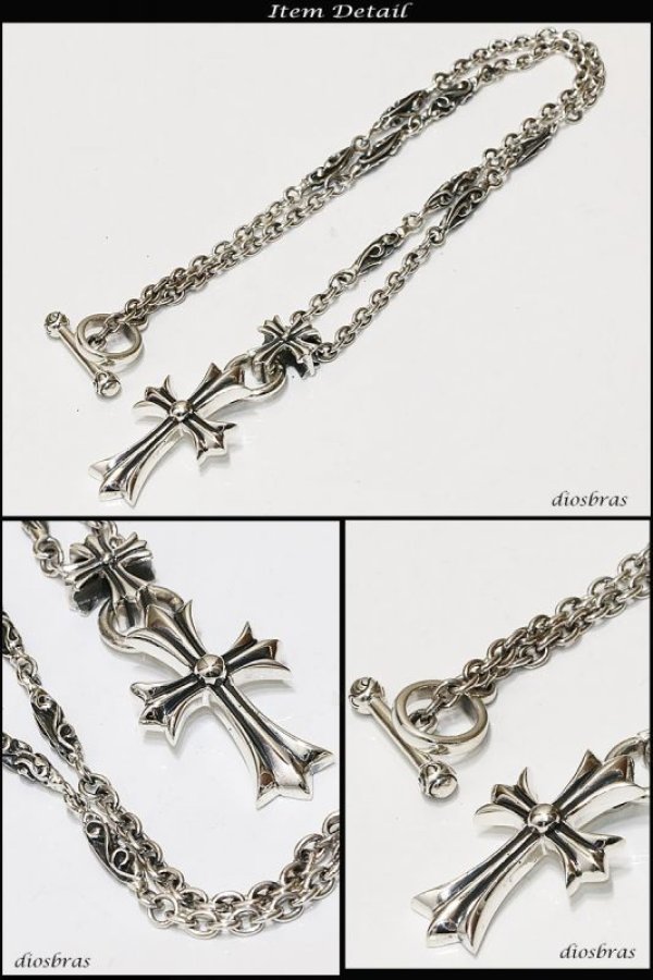 画像3: クロス ネックレス/チェーン/ネックレスチェーン/メンズ/レディース/シルバーネックレス/シルバー925 スカル 骸骨 スカルハンド スカルボーン クロス 十字架 王冠デザイン クラウン ユリ 百合の紋章 ネックレスチェーン/シルバー925 51cm【送料無料】