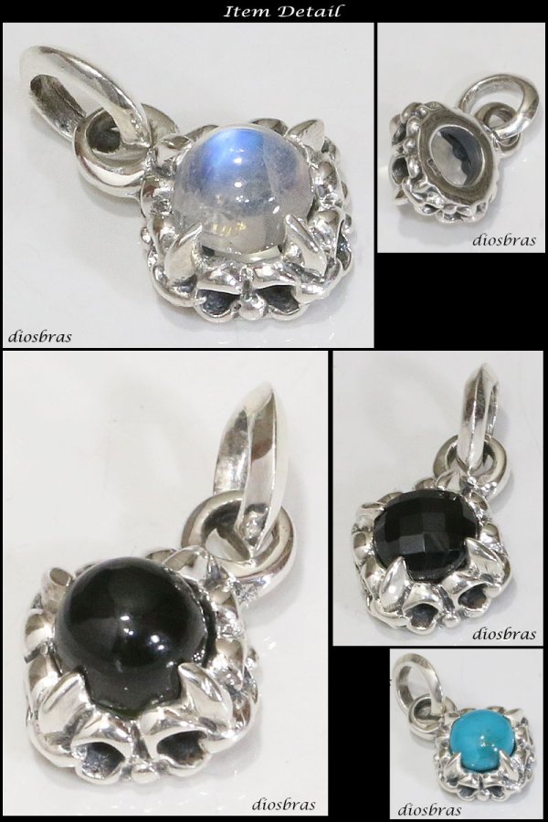 画像4: 百合の紋章　ユリ　ペンダント　ターコイズ　トルコ石　ブラックスピネル　ブラックスター　ムーンストーンリリー　王冠　クラウン ペンダント トップ シルバーアクセサリー　ナバホ　パワーストーン ペリドット インディアンジュエリー/シルバー925/ ネックレス メンズ レディース