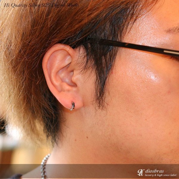 画像4: フープピアス リング  ブリリアンカット ジルコニア 中折れ式フープピアス  リングピアス ユニセックス メンズ レディース 男女兼用 シルバー925 ピアス メンズ レディース イヤリング アクセサリー【フープ】◇片方ピアス ジュエリーブランド