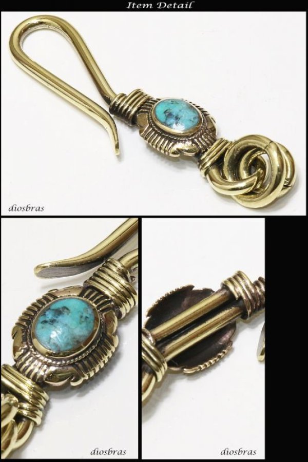 画像5: キーホルダー キーフック　キーチェーン ターコイズ　シルバー　ナバホ　インディアンジュエリー　ネイティブアメリカン　silver　　真鍮　ＢＲＡＳＳ　ブラス　釣り針フック ウォレット　財布　バイカー　ライダース　ウォレットチェーン【メール便送料無料】