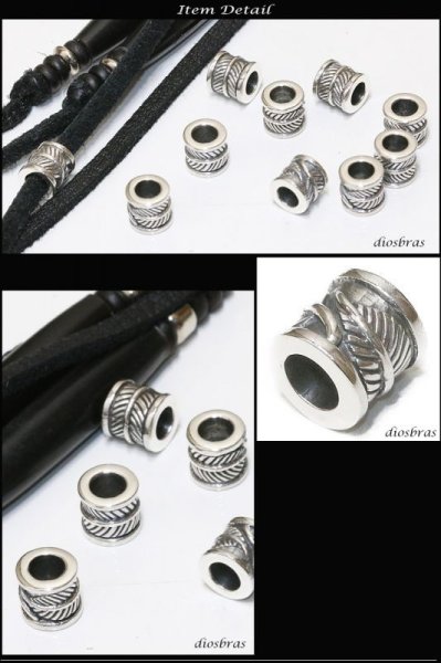 画像2: ビーズ/シルバー/シルバー925/ビーズ/アクセサリー/ハンドメイド/パーツ/イーグル　羽根　フェザー　アラベスク トライバル　唐草　縦7,2mm 直径7,3mm　穴径3,9mm 【メール便全国送料無料】 (2)