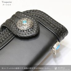 画像4: コンチョ コンチョ　スクエア　ターコイズ　ジルコニア　インディアン　ネイティブアメリカン　ホピ　アラベスク　トライバル　コンチョ　シルバー９２５コンチョ　財布　ウォレット　メンズ　（ネジ式）【diosbras-ディオブラス-】【メール便なら送料無料！！】 (4)