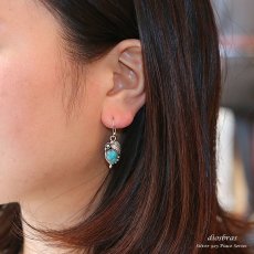 画像3: フェザー　ターコイズ　ピアス【メンズピアス】【シルバーアクセサリー】【シルバーピアス】●１ペア（両耳）ネイティブアメリカン　インディアンジュエリー　トルコ石　ぶらさがり　ドロップピアス　イーグル (3)