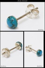 画像2: 【ターコイズ ピアス】　本物シルバー925/　ピアス 片方 トルコ石　ワンポイント インディアンジュエリー　ネイティブアメリカン　ナバホ　パワーストーン/ピアス片耳・片方販売ピアス メンズ レディース 4mm≪メール便なら送料無料≫ (2)