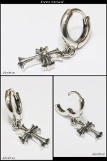 画像3: 本物シルバー９２５◇ クロス　十字架　フープ　リングピアス　ドロップピアス◇片方ピアス メンズ レディース 　多角カッティング　リングデザイン　シルバー９２５　フープピアス 極小クロス (3)