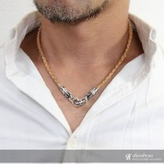 画像5: レザーネックレス　シルバーネックレス クラウン　王冠　レザーチョーカー　２連レザー　ネックレス　4本編み　フック　スカル　ドクロ　ボーン　シルバー９２５製　スカル　ユリ　クロス　丸革紐　メンズ　レディース【SA】【diosbras-ディオブラス-】【小】 (5)