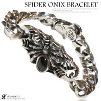 【シルバー　ブレスレット】スパイダー　オニキス　蜘蛛【シルバーアクセサリー】インディアンジュエリー　シルバーアクセサリー メンズ シルバーバングル ブレスレット シルバー925 メンズアクセサリー　オニキス　人気 　バングル