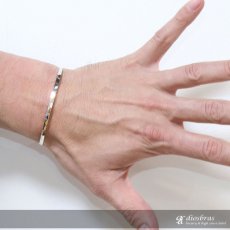画像2: シルバーバングル　叩き　ミラーカット　カッティング　プレート　プレーンバングル (2)