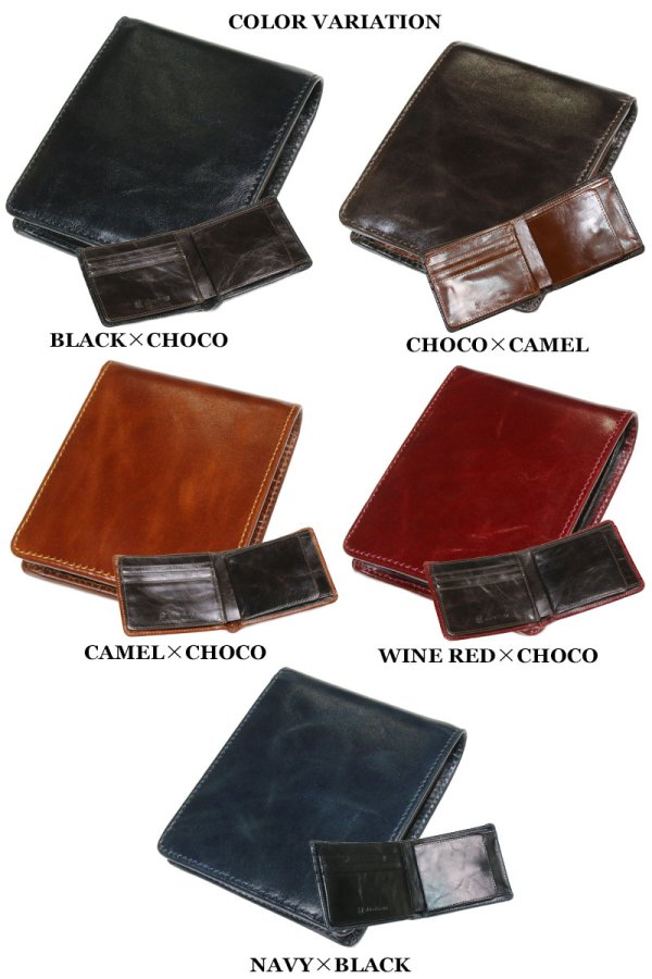 画像7: 二つ折り財布 レザーウォレット イタリアンレザー 革財布 本革 レザー  ウォレット ハンドメイド 牛革 レディース おしゃれ スリム メンズ ショート パスケース 男性 女性 メンズ財布 ファスナー 赤 黒 カード収納 大容量 大人気