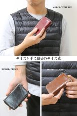 画像9: カードケース　二つ折り財布 ラウンドファスナー レザーウォレット イタリアンレザー 革財布 本革 レザー ラウンドジッパー ウォレット ハンドメイド 牛革 レディース おしゃれ スリム ショート　パスケース 男性 女性 メンズ ファスナー 赤 黒 カード収納 大容量 (9)