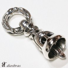 画像2: アラベスク　シルバー925 鈴　ベル　バイカーベル ペンダント クロス　十字架　ガーディアンベル ゴシック  [ メンズ | シルバーネックレス | シルバーアクセ | ペンダントトップ | ハード クロス　十字架 (2)
