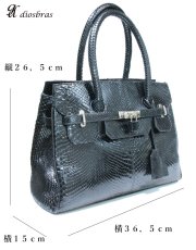 画像4: バーキン型　リアルパイソン革　蛇革　ヘビ革　パイソン　ショルダーバック　ワニ革　ビジネスバック　ケリーバック　 ケリーバッグ　ブラックパイソン　牛革　タウンバック　ユニセックス　メンズ　レディース (4)