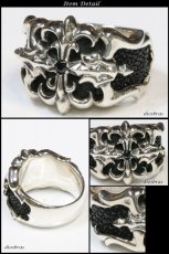 画像2: 【シルバーリング】【スティングレイ　エイ革　ガルーシャ　スティングレー　リング】【シルバーアクセサリー】ブラックジルコニア　十字架 スカルリング シルバーアクセサリー メンズ シルバーリング 指輪 シルバー925 メンズアクセサリー 大きいサイズ 送料無料 (2)