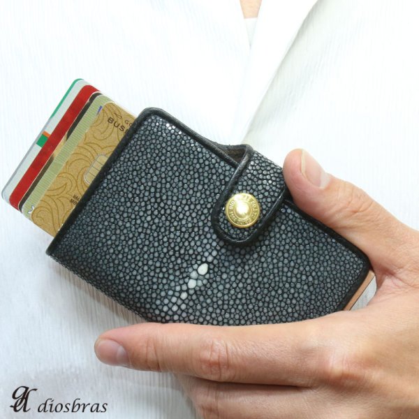 画像13: カードケース スライド スティングレイ スティングレー　ガルーシャ　財布　ウォレット　二つ折り財布　アルミニウム　カードケース スキミング防止 磁気 薄型 スリム RFID カードホルダー スライド式 マネークリップ メンズ レディース キャッシュレス ミニマリスト　エイ革