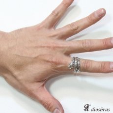 画像2: 【シルバーリング】【スネーク　リング】【シルバーアクセサリー】ジルコニア　3連　リング　蛇　ヘビ　シルバーアクセサリー メンズ シルバーリング 指輪 シルバー925 メンズアクセサリー 大きいサイズ フリーサイズ【メール便なら全国送料無料】 (2)