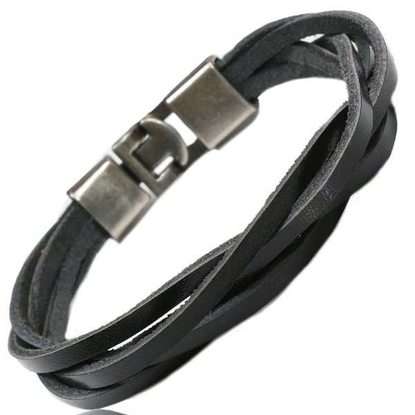 画像5: ブレスレット メンズ レザー ブレス 【 メール便送料無料 】 選べる♪全3色 本革 革 バングル レザーブレスレット レザーブレス アメカジ系 サロン系 キレカジ系 に♪ 編み込み フック ネイティブ インディアン
