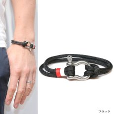 画像4: 馬蹄　ホースシュー　ロープ　紐ブレス　カラーブレスレット メンズ レザー ブレス　牛革　　バングル 【 メール便送料無料 】 選べる♪全2色 本革 革 バングル レザーブレスレット レザーブレス アメカジ系 サロン系 キレカジ系 に♪ (4)