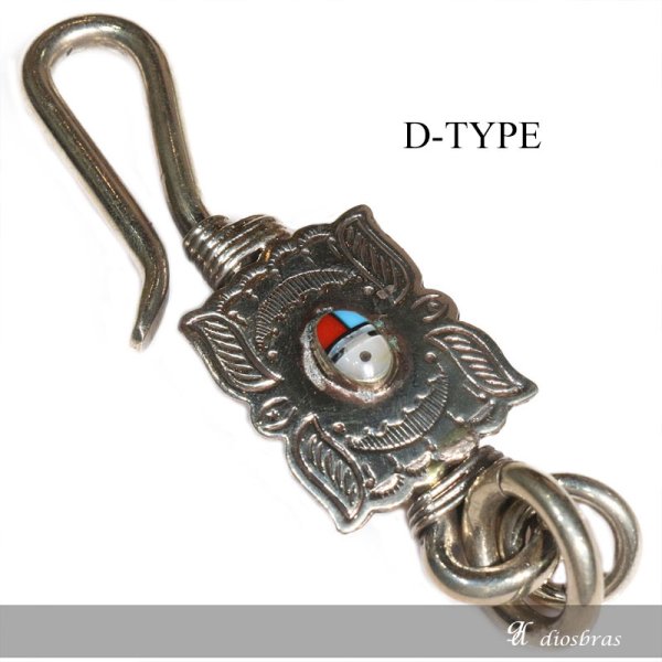 画像8: キーホルダー キーフック インレイ サンフェイス キーチェーン ターコイズ シルバー ナバホ インディアンジュエリー ネイティブアメリカン silver  真鍮 BRASS ブラス 釣り針フック ウォレット 財布 バイカー ライダース 【メール便送料無料】