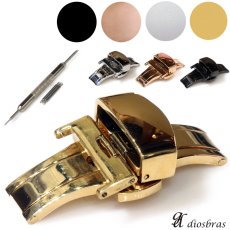 画像1: 腕時計 Dバックル 時計 empt バンド ベルト 尾錠 バックル ブラック シルバー ゴールド ピンクゴールド 黒 銀 金 14mm 16mm18mm 20mm 22mm | 時計 ベルトDバックル 腕時計 ベルト Dバックル 交換 尾錠  腕時計 Ｄバックル 単品 (1)