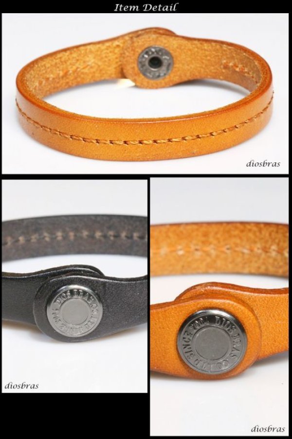 画像4: ブレスレット メンズ レザー ブレス 牛革 ロゴボタン バングル 【 メール便送料無料 】 選べる♪全2色 本革 革 バングル レザーブレスレット レザーブレス アメカジ系 サロン系 キレカジ系 に♪