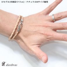 画像3: レザーブレスレット　4本編み　四つ編み　オリジナル　シルバーネックレス バングル　レザーチョーカー　レザー　ネックレス　4本編み　フック　ステンレス製　丸革紐　メンズ　レディース　アラベスク　フック【SA】【diosbras-ディオブラス-】【メール便なら送料無料】 (3)
